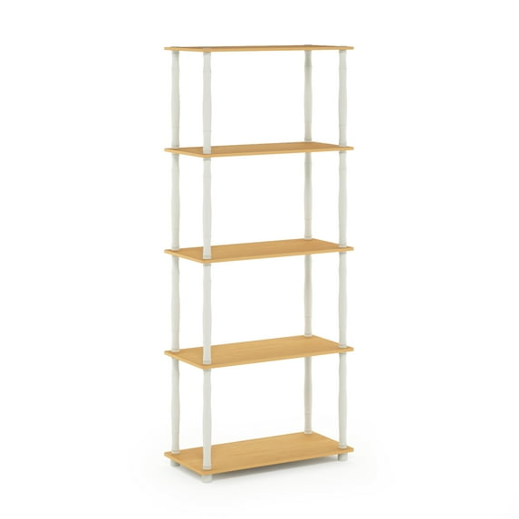 Furinno Rata 6-Tier Industrial Multipurpose Flat Base Shelf Display Rack with Metal Frame, Wide, French Oak Grey