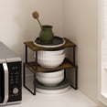 thumbnail image 1 of Furinno Ravel Stackable Kitchen Counter Shelves in Set of 2 Amber Pine, 1 of 7