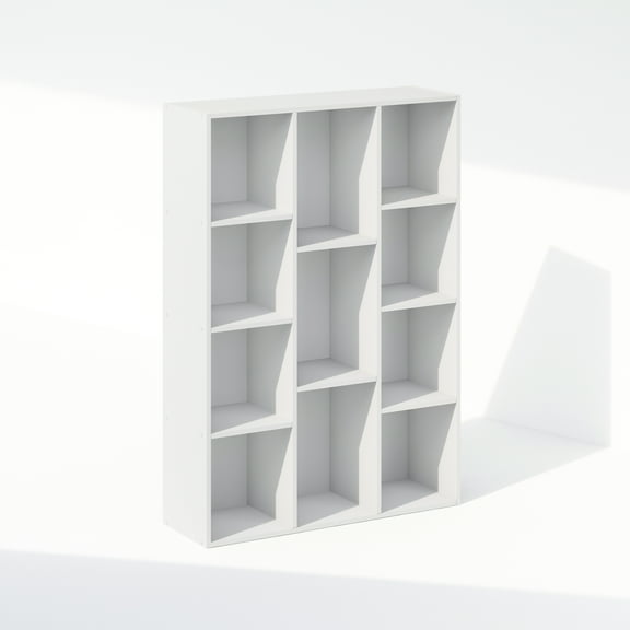 Furinno Reed 11-Cube Reversible Open Shelf Multipurpose Bookcase, Storage Organizer, White