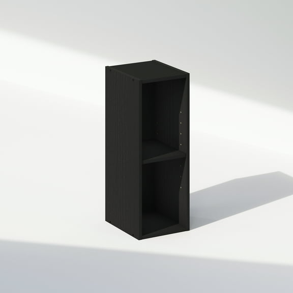 Furinno Reed 2-Tier Multipurpose Clothing & Closet Storage Organizer Shelf, 8-Inch Width, Blackwood