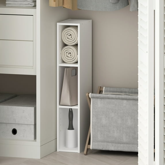 Furinno Reed 3-Tier Multipurpose Clothing & Closet Storage Organizer Shelf, 6-Inch Width, White
