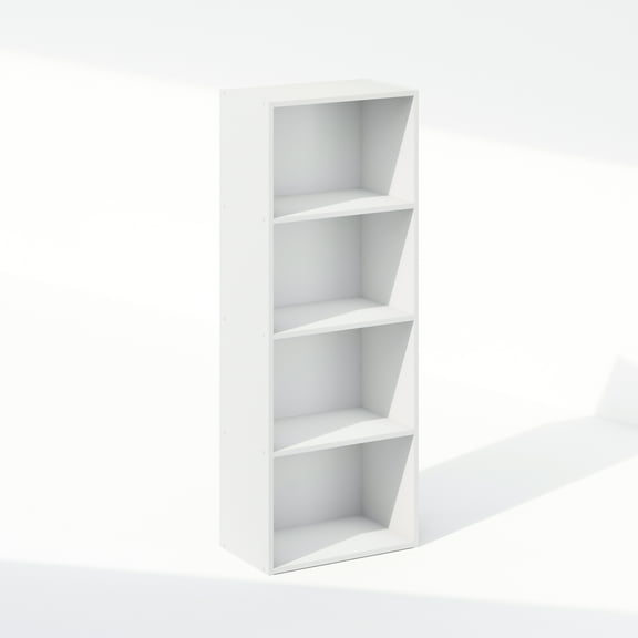 Furinno Reed 4-Tier Open Shelf Multipurpose Closet & Clothing Storage, Storage Organizer, White