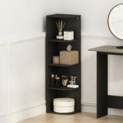 Furinno Reed 4-Tier Space Saving Corner Storage Display Shelf, Bookshelf, Blackwood