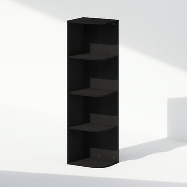 Furinno Reed 4-Tier Space Saving Corner Storage Display Shelf, Bookshelf, Blackwood