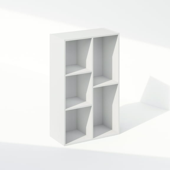 Furinno Reed 5-Cube Reversible Open Shelf Multipurpose Bookcase, Storage Organizer, White