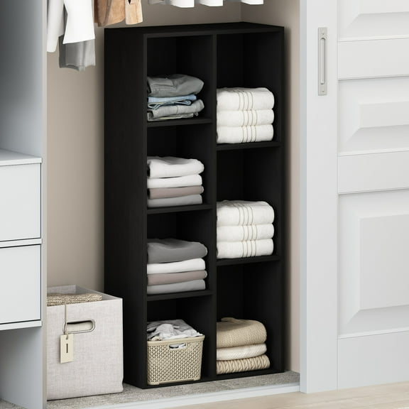 Furinno Reed 7-Cube Open Shelf Multipurpose Closet & Clothing Storage, Storage Organizer, Blackwood