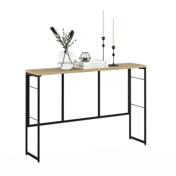 Furinno Riau No Tool Metal Frame Console Table, Sonoma Oak/Black