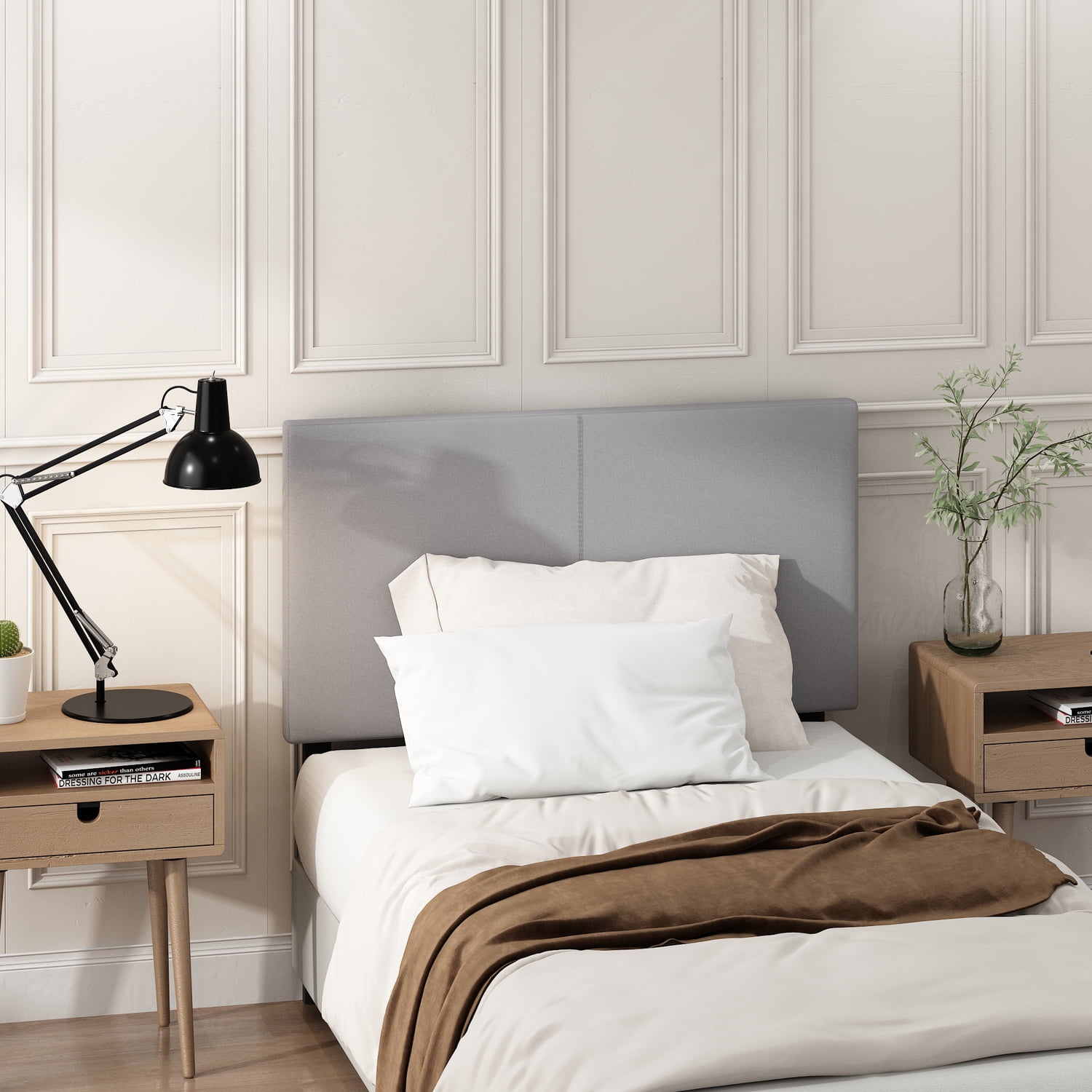 Furinno Roanne Upholstered Headboard, Glacier, Twin