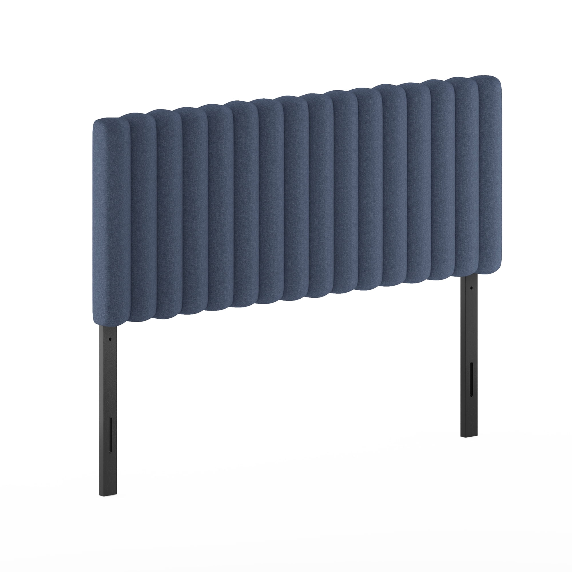 Denim Upholstered Tufted Full Headboard with Black Legs