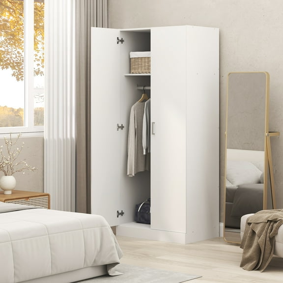 Furinno Robin Wardrobe Closet with Hanging Rod in White