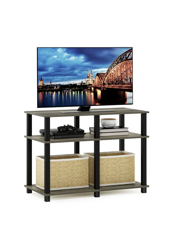 Furinno Romain Turn-N-Tube TV Stand for TV up to 40 Inch, French Oak/Black