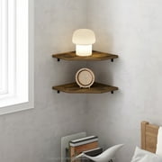 Furinno ROSSI Hexagon Corner Floating Shelves in Wall Mount Display Set of 2