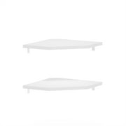 Furinno Rossi Hexagon Corner Floating Shelves, Wall Mount Display Shelf, White, Set of 2