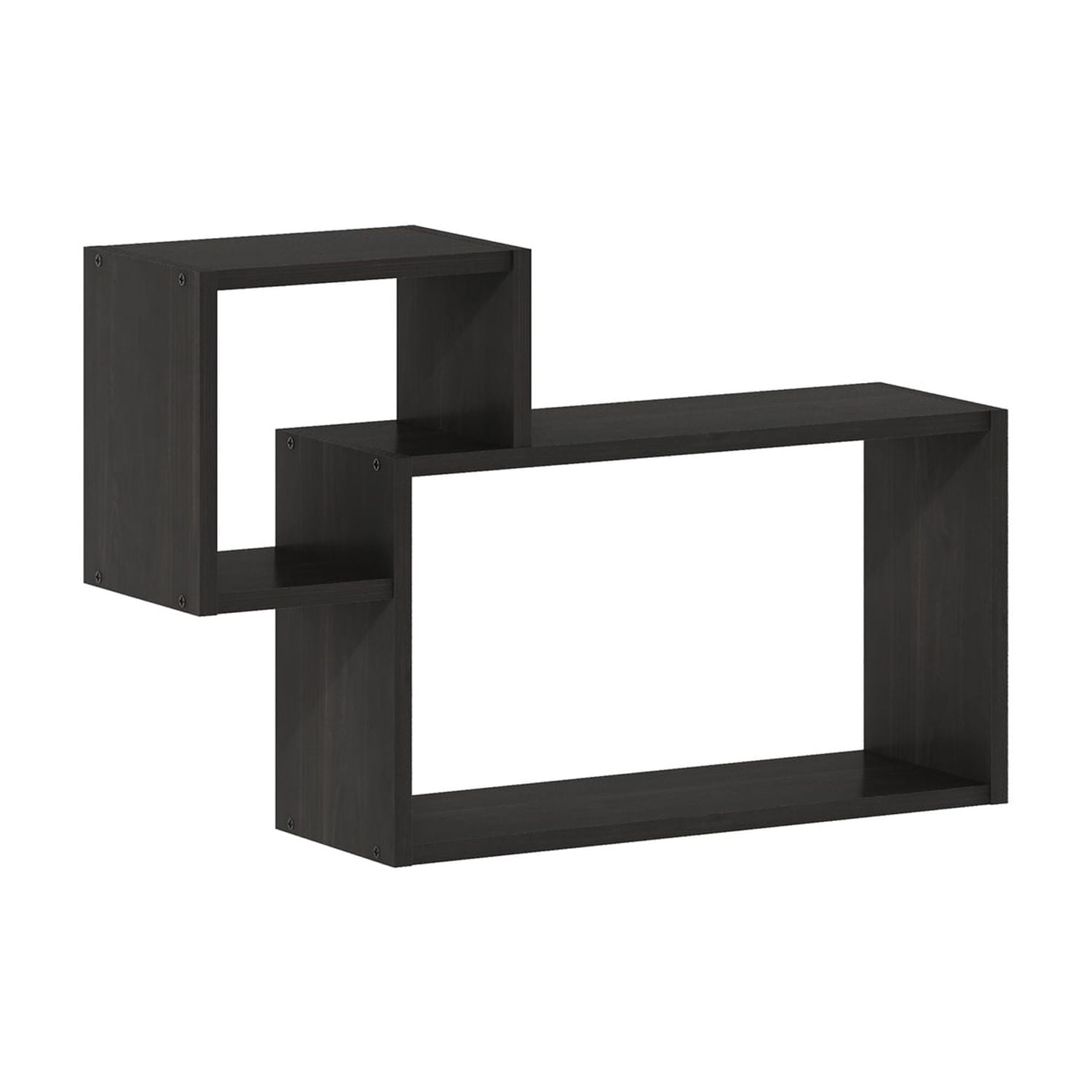 Espresso Wood Interweave Floating Cube Wall Shelf Set