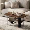 thumbnail image 1 of Furinno SIMPLE Coffee Table, 2-Tier Small Coffee Table wih Open Shelf, Side Table, Tabletop with Soft Edges, for Living Room, Home Office, Amber Oak, 1 of 5