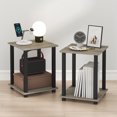 thumbnail image 1 of Furinno SIMPLISTIC Set of 2. 2-Tier Nightstand. Easy Assembly. French Oak, 1 of 5