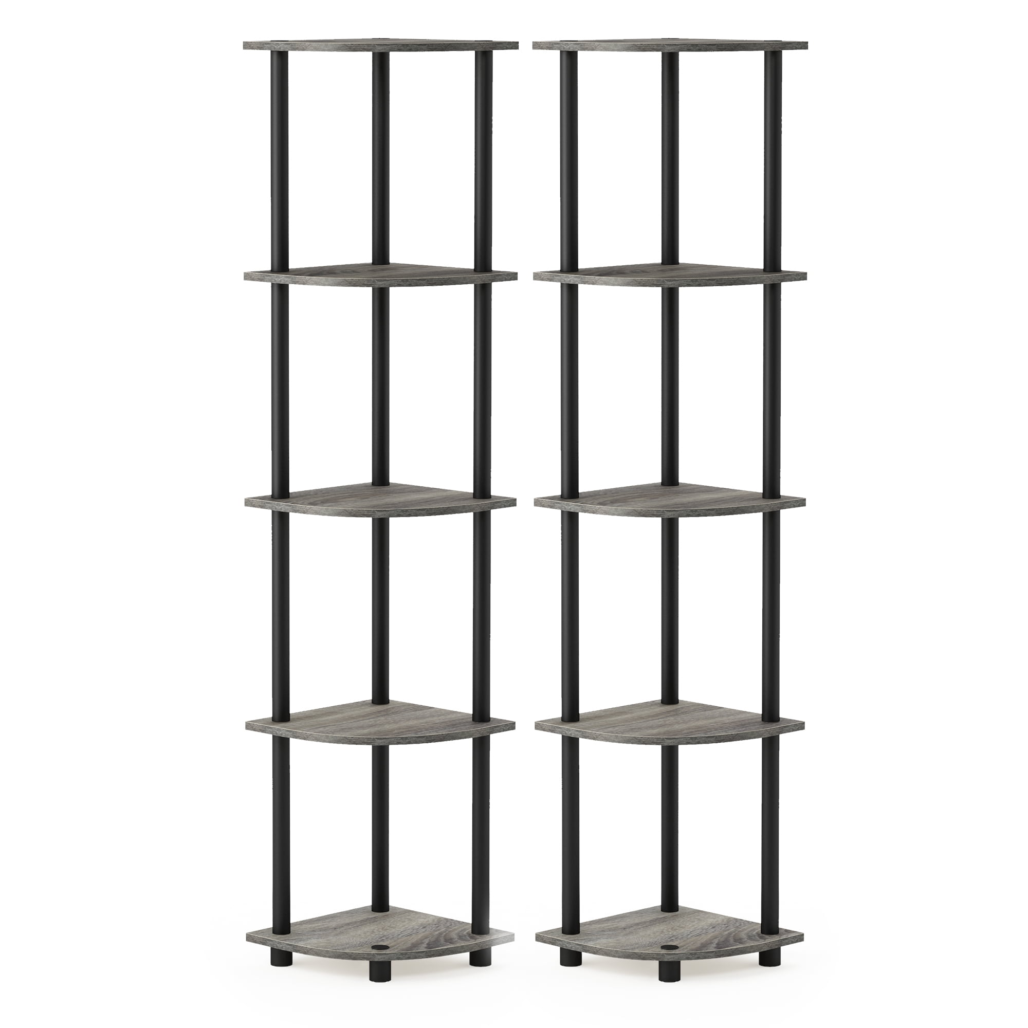 Furinno Shelves 11.6 W X 11.6 D X 57.7 H 5-Shelf Freestanding Shelves, Gray and Black