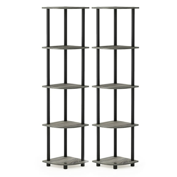 Furinno Shelves 11.6"W X 11.6"D X 57.7"H 5-Shelf Freestanding Shelves, Gray and Black