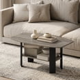 thumbnail image 1 of Furinno Simple Coffee Table, 2-Tier Small Coffee Table wih Open Shelf, Side Table, Tabletop with Soft Edges, for Living Room, Home Office, Grey Oak, 1 of 5