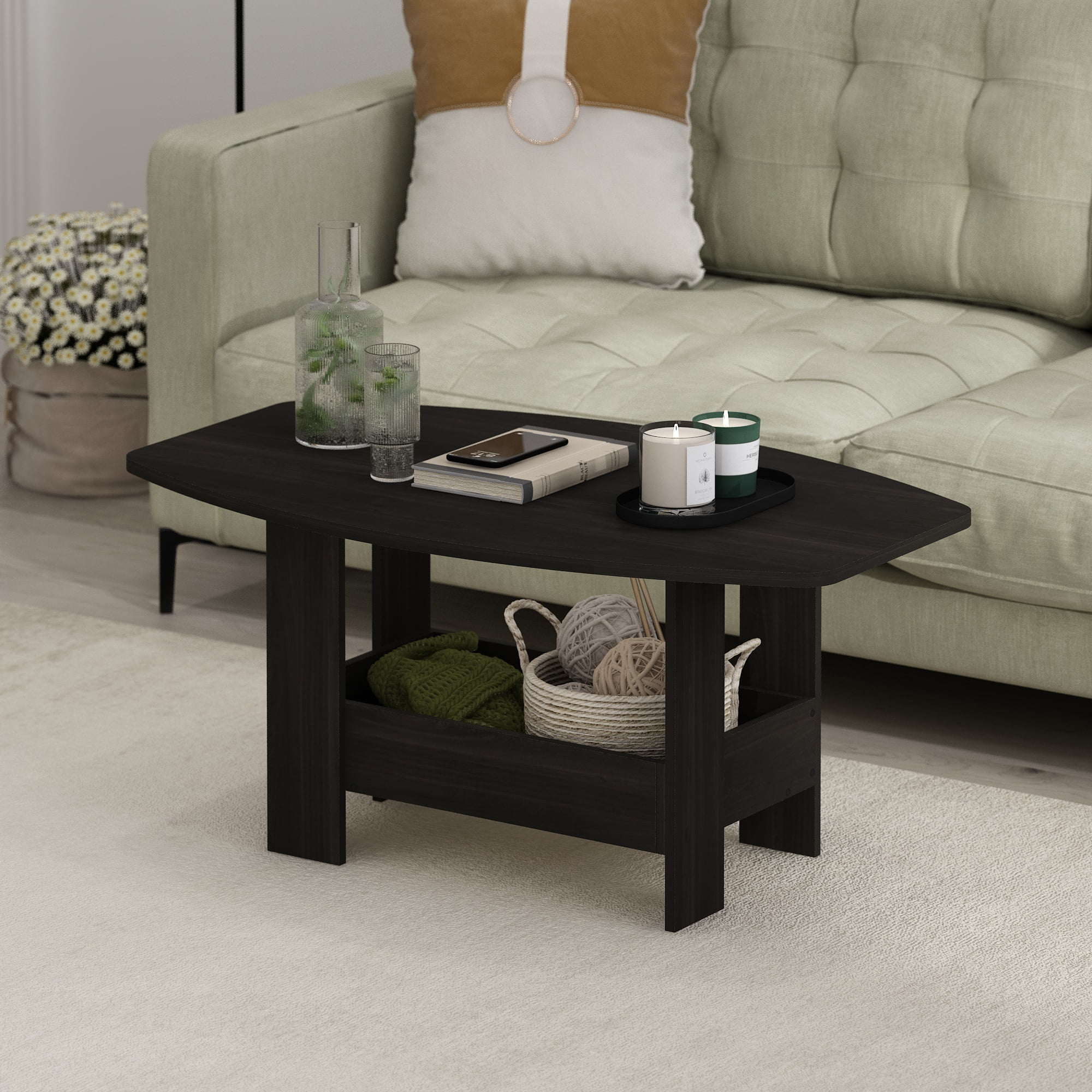 Furinno Simple Design Coffee Table with Storage Compartment, Espresso