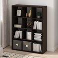thumbnail image 1 of Furinno Simple Open Back Cube Storage Organizer, Standing Shelf, 12-Cube, Dark Oak, 1 of 6