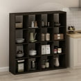 thumbnail image 1 of Furinno Simple Open Back Cube Storage Organizer, Standing Shelf, 16-Cube, Dark Oak, 1 of 6