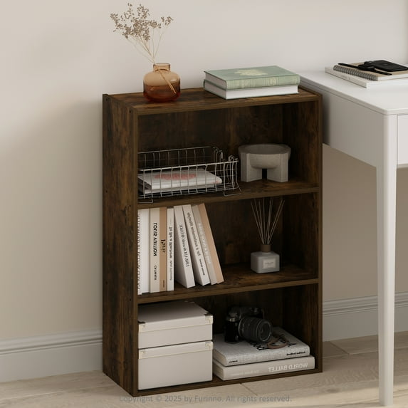 Furinno Simple Open Shelf, Bookcases, 3-Tier, Amber Pine