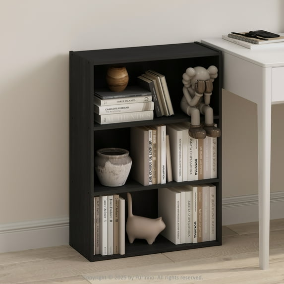 Furinno Simple Open Shelf, Bookcases, 3-Tier, Americano