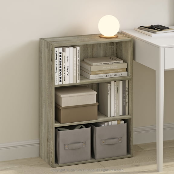 Furinno Simple Open Shelf, Bookcases, 3-Tier, Sonoma Oak