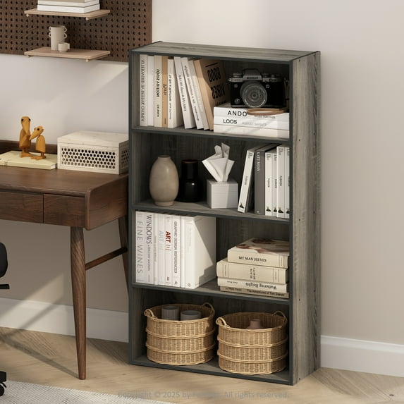 Furinno Simple Open Shelf, Bookcases, 4-Tier, French Oak