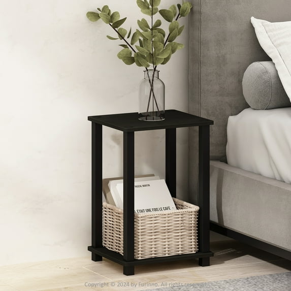 Furinno Simplistic Compact Bedside Table, Nightstand, Espresso/Black