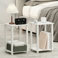 thumbnail image 1 of Furinno Simplistic Compact Bedside Table, Nightstand, White/White, Set of 2, 1 of 7
