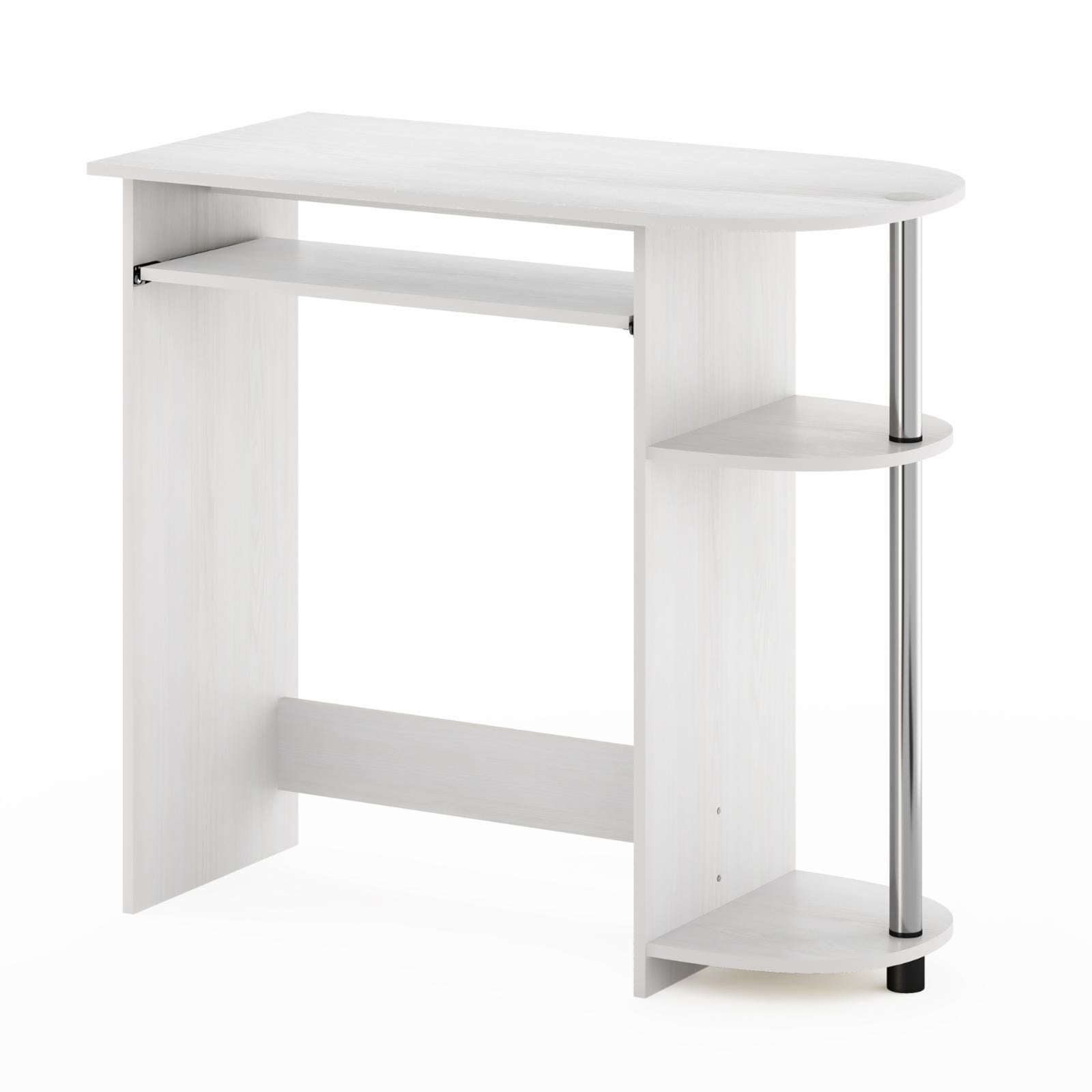 Furinno Simplistic Easy Assembly Computer Desk Americano Stainless Steel Tubes