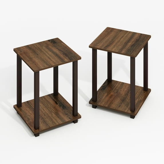 Furinno Simplistic End Table, Set of Two, Black Walnut/Brown