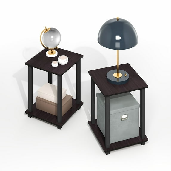 Furinno Simplistic End Table, Set of Two, Dark Mocha