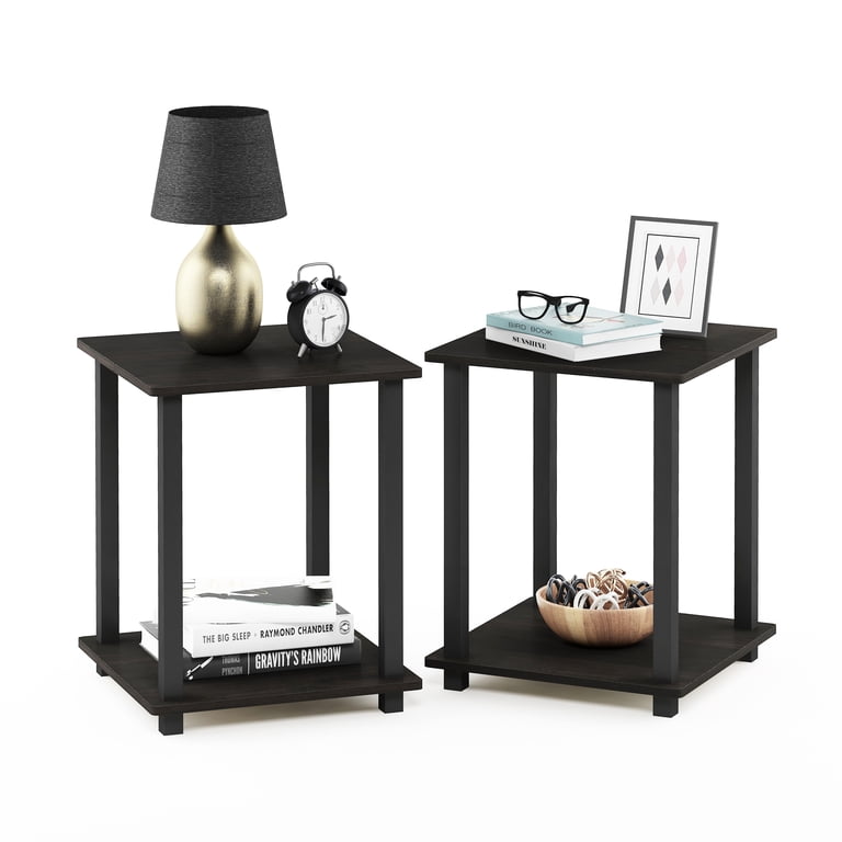 Furinno, End Table, 2-Pack, Espresso and Black, Sturdy, Assembly