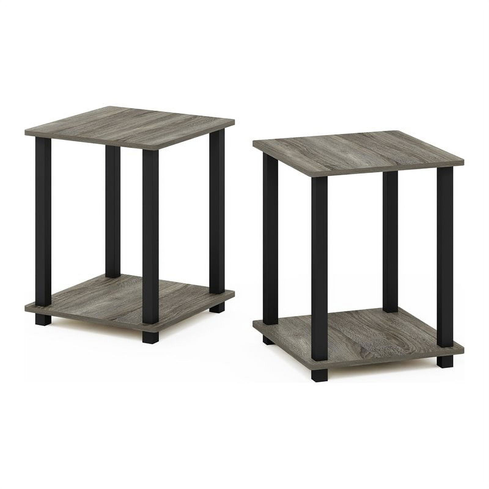 Furinno Simplistic End Table, Set of Two, French Oak/Black