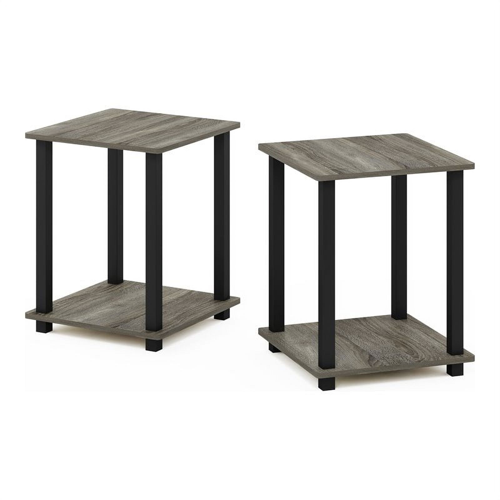 Furinno JAYA Oval End Table, Set of Two, French Oak Grey/Black