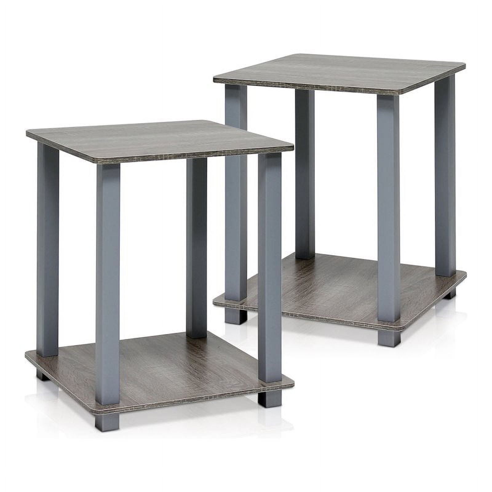 Furinno JAYA Oval End Table, Set of Two, French Oak Grey/Black