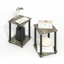 Furinno Simplistic End Table, Set of Two, Grey Oak/Black