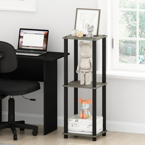 Furinno Simplistic End Table, Small, Set of 2, French Oak/Black