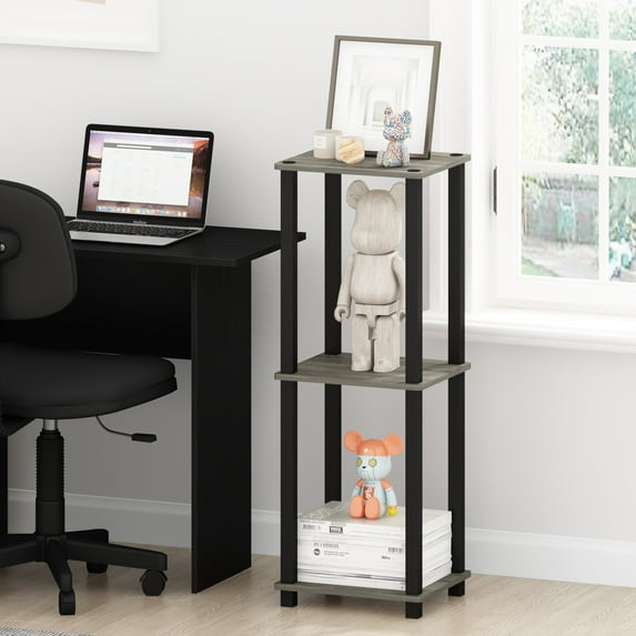 Furinno Simplistic End Table, Small, Set of 2, French Oak/Black