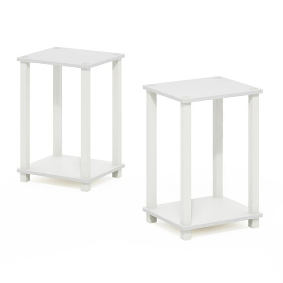Simplistic End Table, Small, Set of 2, White/White