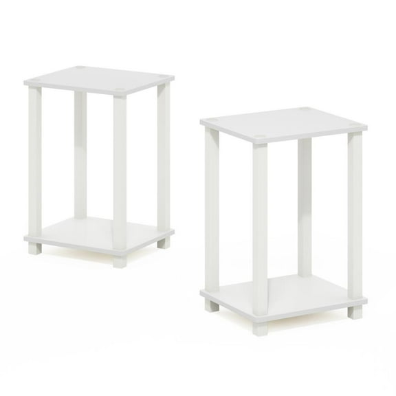 Simplistic End Table, Small, Set of 2, White/White