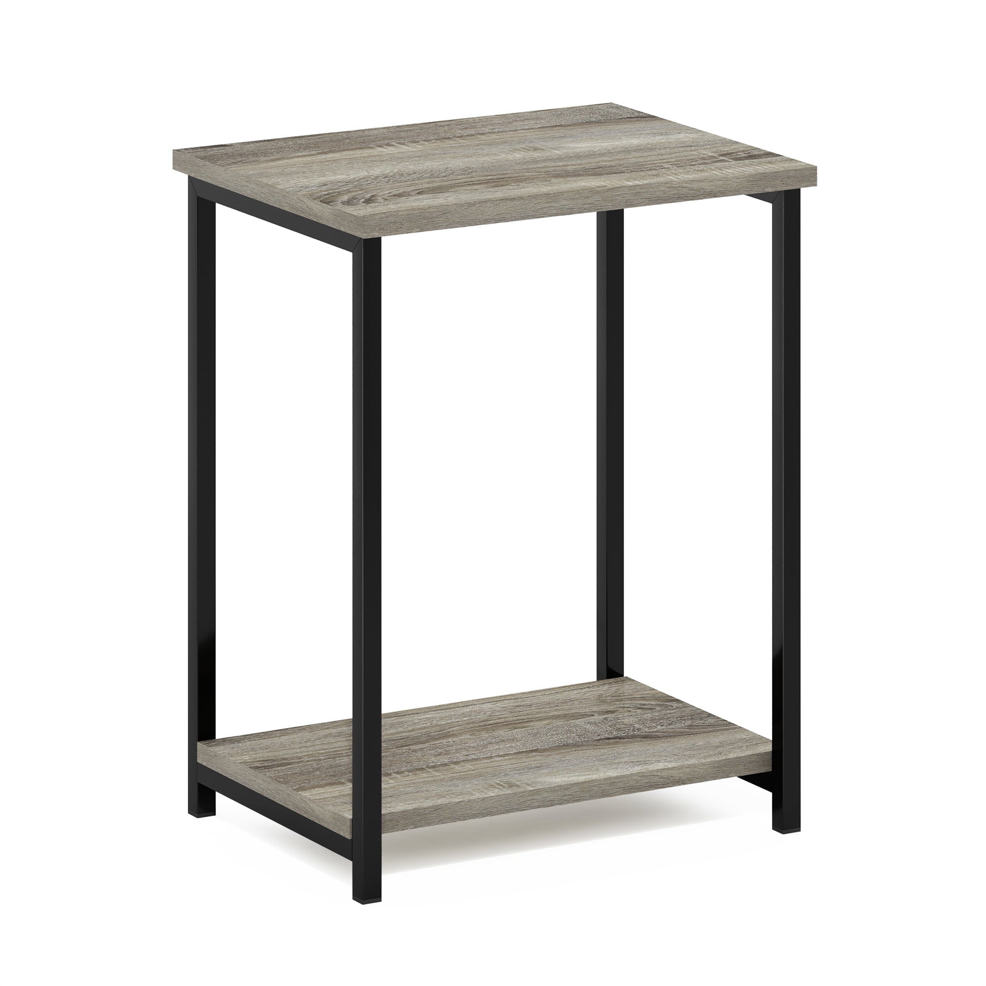 French Oak and Black Metal Frame End Table