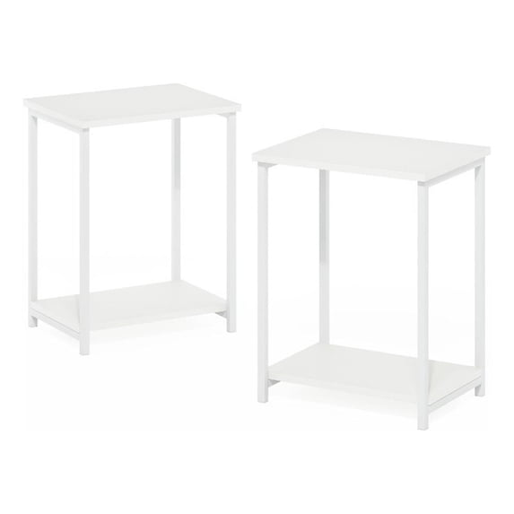 Simplistic Industrial Metal Frame End Table, 2-Pack, White/White