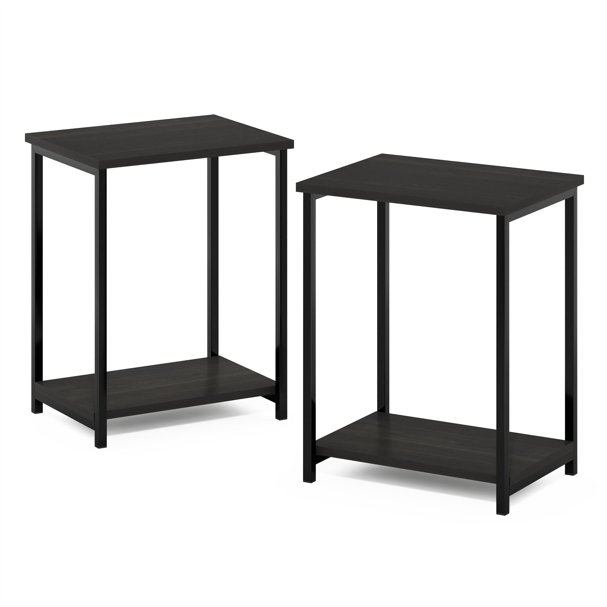 Simplistic Industrial Metal Frame End Table, 2-Pack, White/White