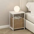 thumbnail image 1 of Furinno Simplistic Industrial Metal Frame Nightstand, Bedside Table, 1-Pack, White/White, 1 of 6