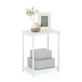 thumbnail image 1 of Furinno Simplistic Side Table, 2-Tier White End Table with Metal Frame, Open Shelf Night Stand, Bedside Table, Easy Assembly, for Living Room, Bedroom, Plain White, 1 of 5