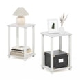thumbnail image 1 of Furinno Simplistic Toolless Assembly Set of 2 Side Table, White 2-Tier End Table, Open Shelf Night Stand, Bedside Table for Living Room, Bedroom, Home Office, Plain White/White, 1 of 5
